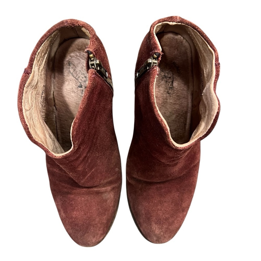 FREEBIRD Detroit Suede Leather Boots Booties Maroon Burgundy Brown Size 8 - Picture 10 of 14